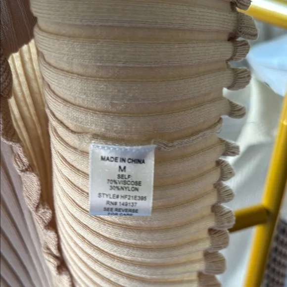 Tan Ribbed Ruffled Blouse - Picture 4 of 7